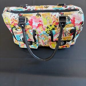 Disney Mickey & Minnie Mouse Comic Collage Satchel Bag Colorful Cartoon  Purse